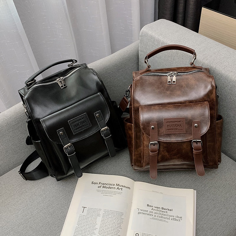 Women PU Leather Backpack Fashion Rucksack Brand Designer Shoulder Bag Large Capacity Bag - Image 4