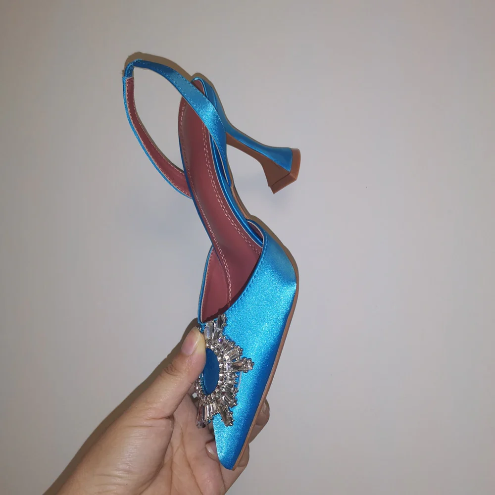 Women's High Heels Pointed Toe Triangle Strap High Heels Party Wedding Bridal Shoes - Image 11