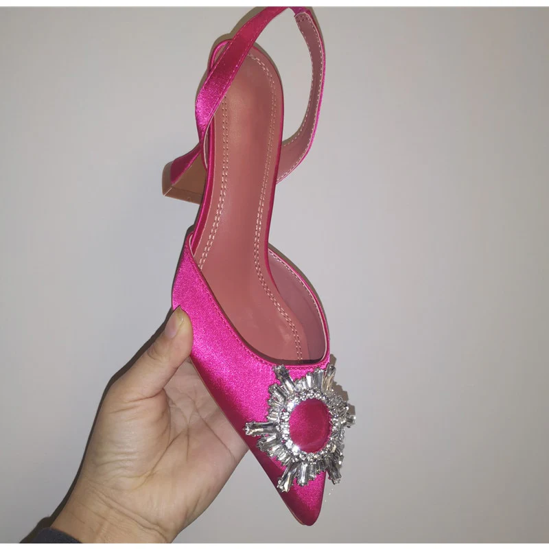 Women's High Heels Pointed Toe Triangle Strap High Heels Party Wedding Bridal Shoes - Image 12