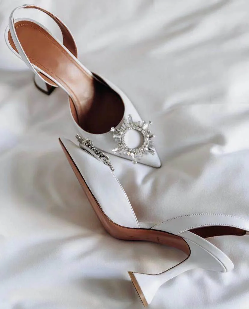 Women's High Heels Pointed Toe Triangle Strap High Heels Party Wedding Bridal Shoes - Image 6