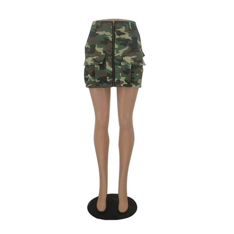 Zipper Camouflage Pockets Mini Cargo Skirts Women Fashion Casual High Waist Pencil Skirt All Matching Petticoats Streetwear - Image 6